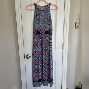 Maggy London Navy and Dusty Pink Printed Maxi Dress size 4P